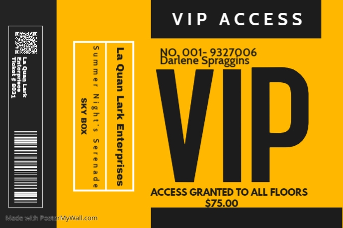 vip pass access template design yellow and gr | PosterMyWall