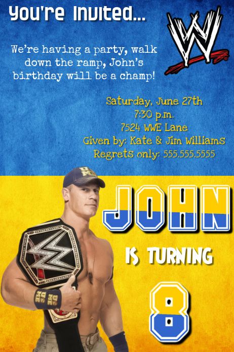 Wwe John Cena Birthday Party Invitation Template Postermywall