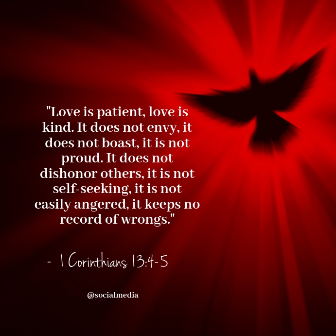 1 Corinthians 13:4-5 Love is patient, love is Wpis na Instagrama template