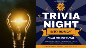 Blue and Yellow Trivia Night Facebook Cover Video Ikhava Yevidiyo ye-Facebook (16:9) template