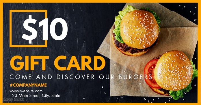 10 $ gift card voucher restaurant design temp Template | PosterMyWall