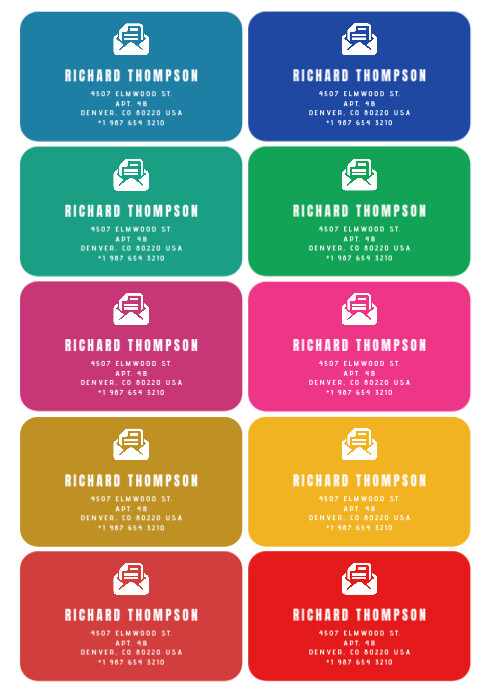 10 colorful Personal Shipping Address Labels Template A4 | PosterMyWall