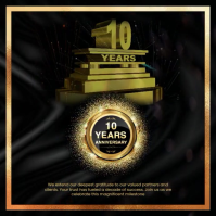 10 Year Anniversary Gold Black Luxury Gala Invitation Instagram 帖子 template