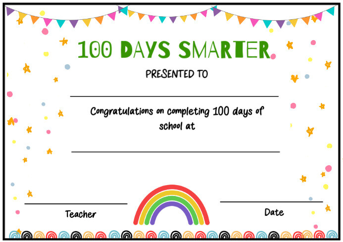 100th-day-of-school-certificate-template-for-kids-postermywall for 100th Day Of School Certificate Free Printable Pdf 100th Day of School certificate template for kids | PosterMyWall for 100th Day Of School Certificate Free Printable Pdf