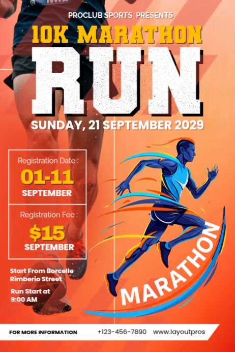10K Marathon Sports Event Poster Cartaz template