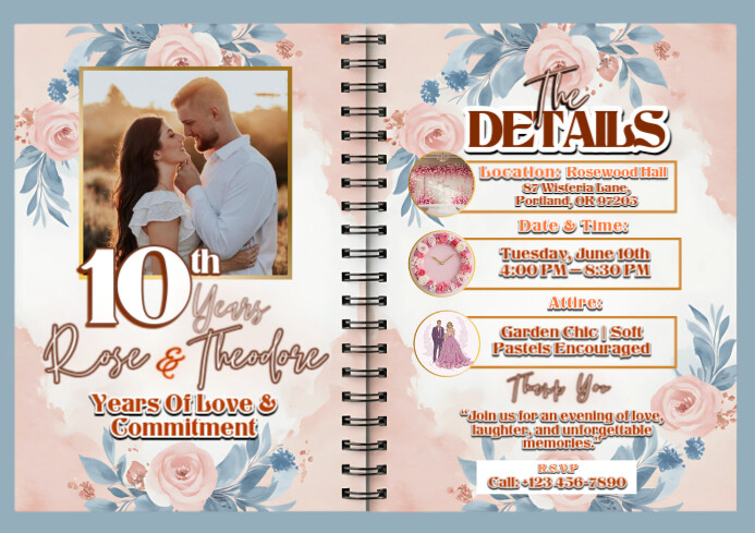 10th Anniversary Celebration – Rose & Theodore's Journey of Love A4 template