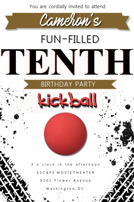 10th birthday invitation kickball template postermywall 10th birthday invitations