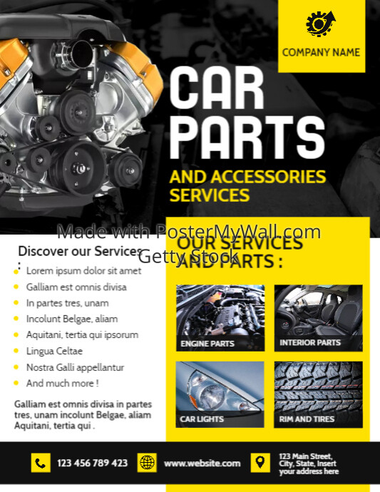 car parts and accessories services yellow bla