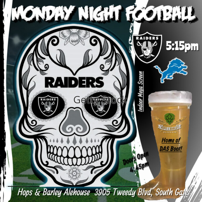 Monday Night Football Flyer for Hops for 10/02 Square (1:1) template