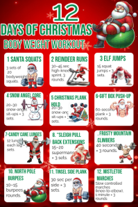 12 Christmas body weight workout flyer Gráfico de Pinterest template