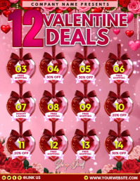 12 Valentine Deals Countdown Sale Volante (Carta US) template