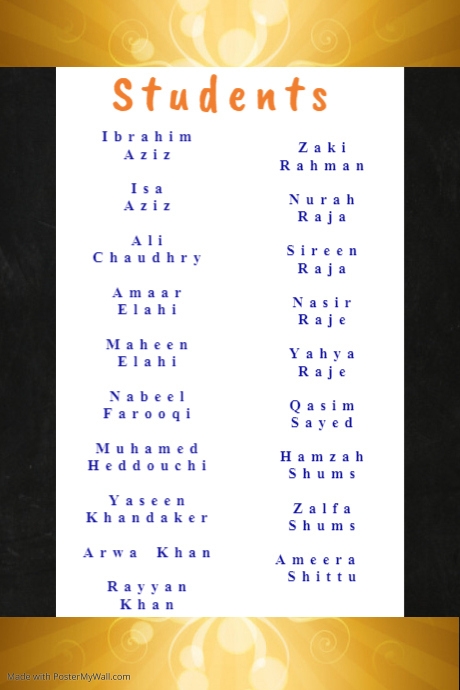 Copy of Copy of KG Graduate Names | PosterMyWall
