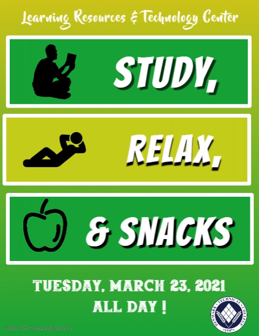 Study, Relax w/ Snacks | PosterMyWall