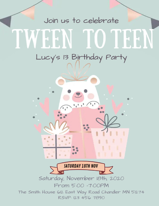 13th Birthday Party Invite for Girl Template | PosterMyWall