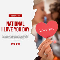 White 14 Oct - National I Love You Day โพสต์บน Instagram Template