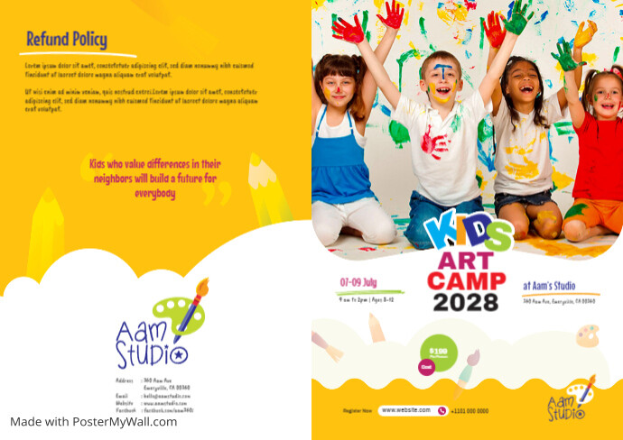Kids Art Camp Bi-Fold Brochure Part 01 for Art Workshops and Festivals