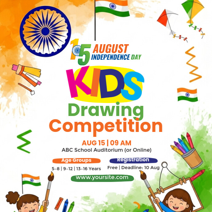 15 August Art Contest Square (1:1) template