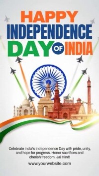 15 August Independence Day of India Digital Display (9:16) template
