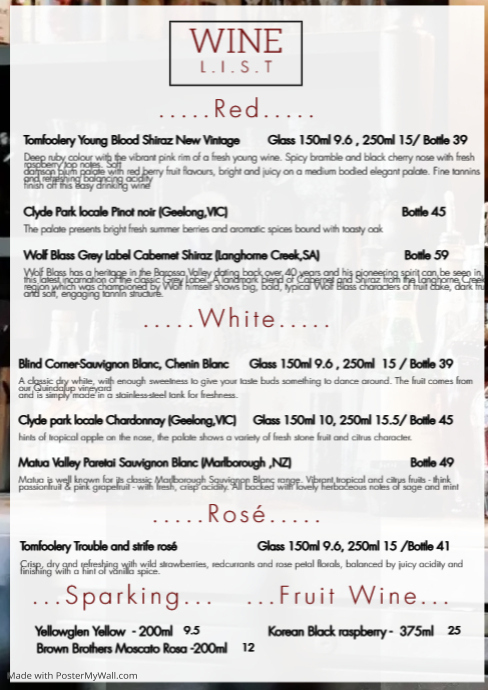 Copy of Black and white wine list menu half letter | PosterMyWall