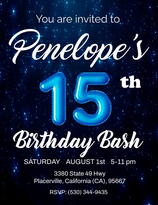 15th bday Flyer (US Letter) template