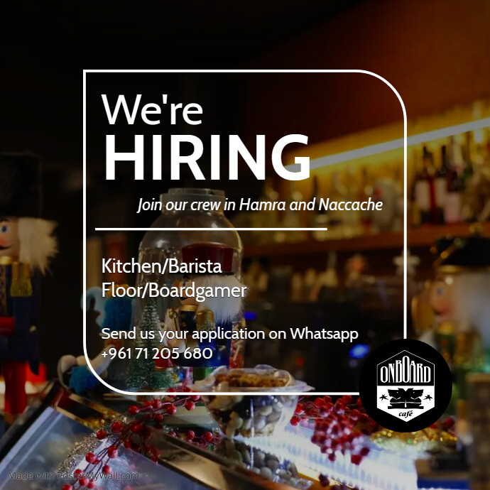 bar hiring instagram post advertisement hirin PosterMyWall