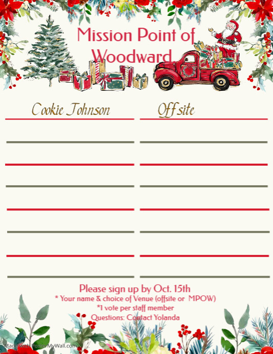 Copy of Christmas Volunteer Sign-Up List | PosterMyWall