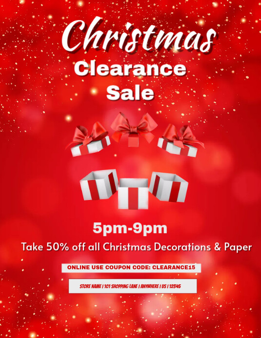 Christmas Clearance Sales Event Template Postermywall Christmas Decorations Clearance Sales