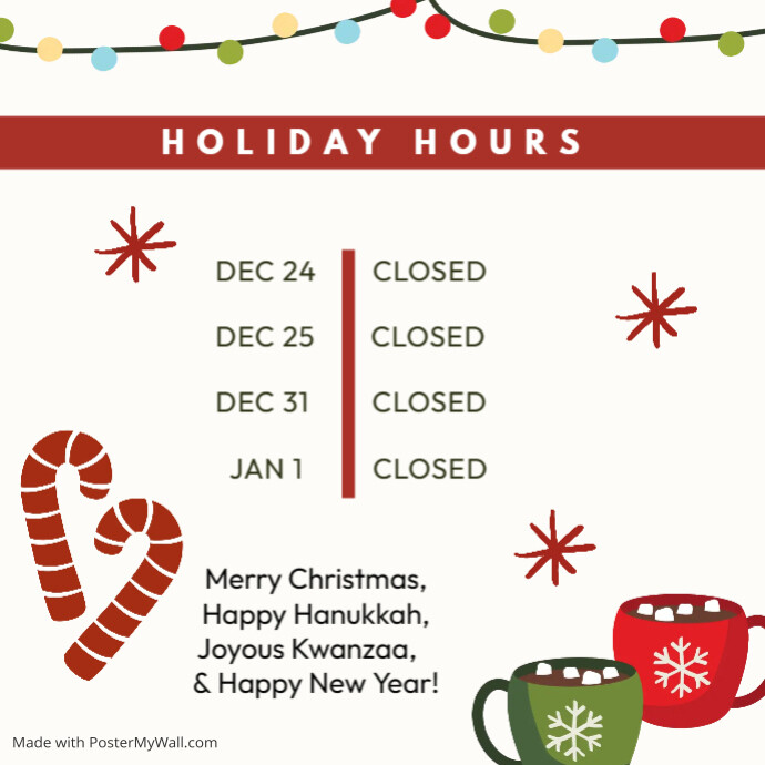 Holiday Hours Template PosterMyWall Holiday Hours Template PosterMyWall