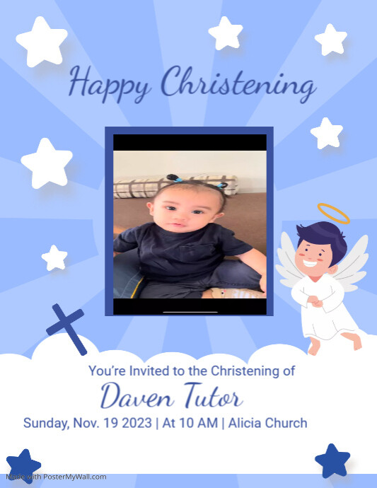 Baby Boy Christening Invitation PosterMyWall