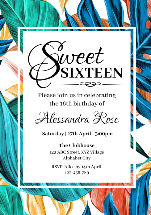 16th Birthday Invitation Template | PosterMyWall