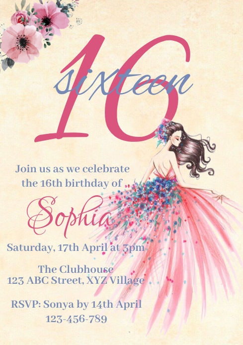 16th Birthday Invitation Template | PosterMyWall