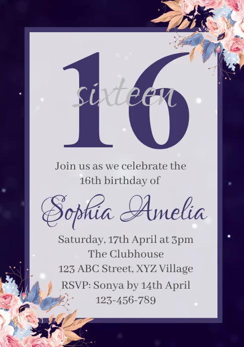 16th Birthday Invitation Template | PosterMyWall 16th Birthday Invitation Template | PosterMyWall