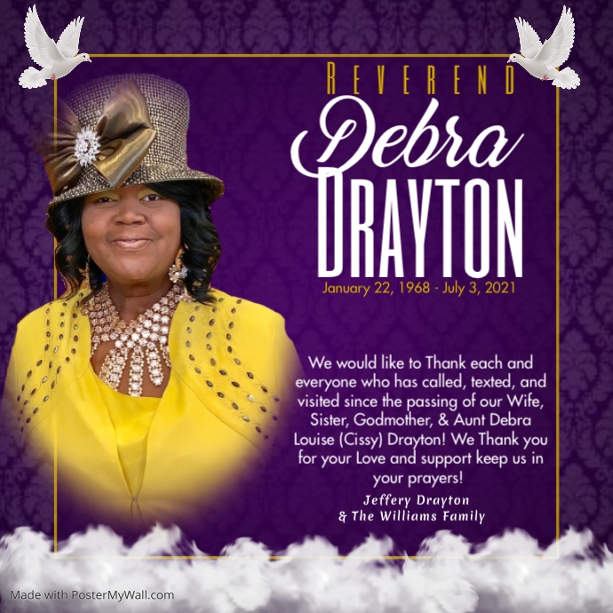 Copy of Debra Drayton Funeral Announcement PosterMyWall