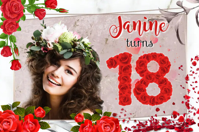 18th Birthday แบนเนอร์ 4' × 6' template