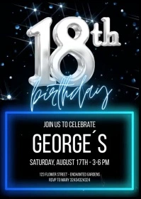 18th Birthday Invitation, 18th Birthday Invit A6 template