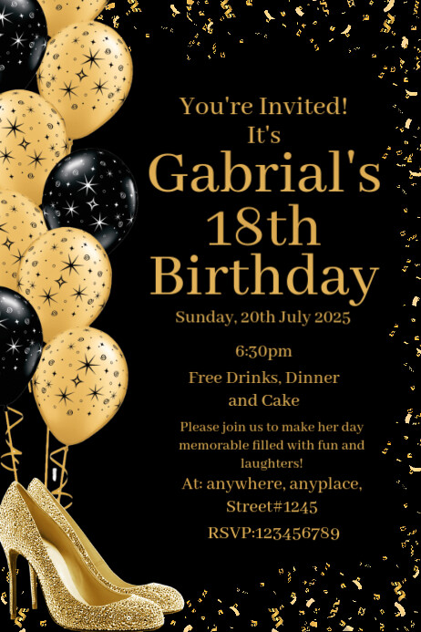 18th Birthday Invitation Poster Cartaz template