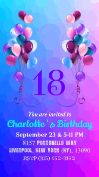 18th birthday party Ekran reklamowy (9:16) template