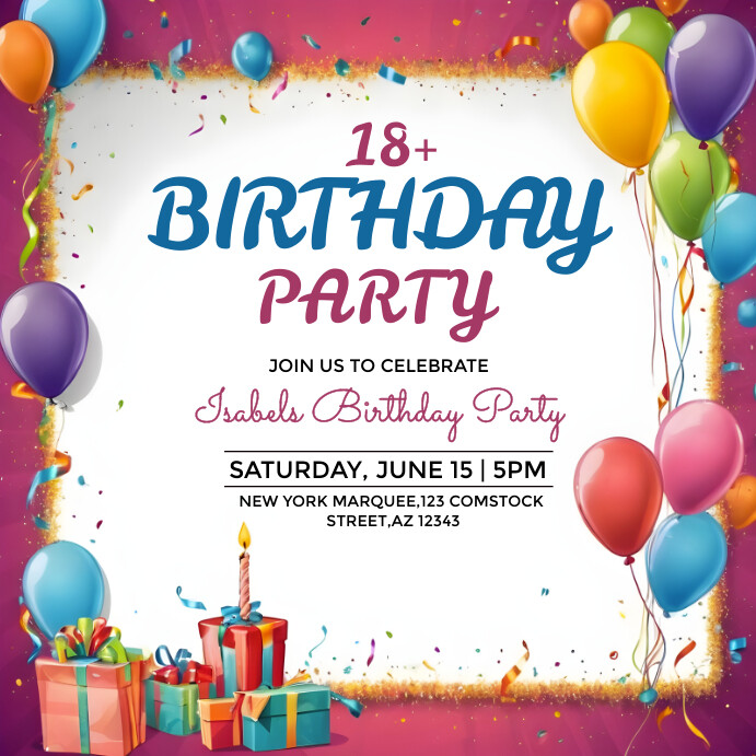 18th Birthday Party Template | PosterMyWall