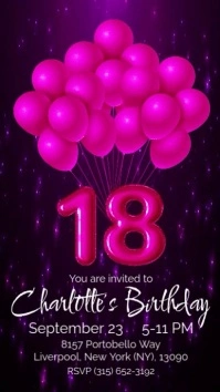 18th birthday party vertical video invitation Digital Display (9:16) template