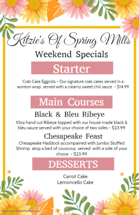 Word Spring Menu spring menu | PosterMyWall