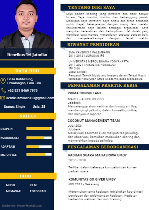 Copy of Salinan SIMPLE MODERN RESUME TEMPLATE DESIGN | PosterMyWall