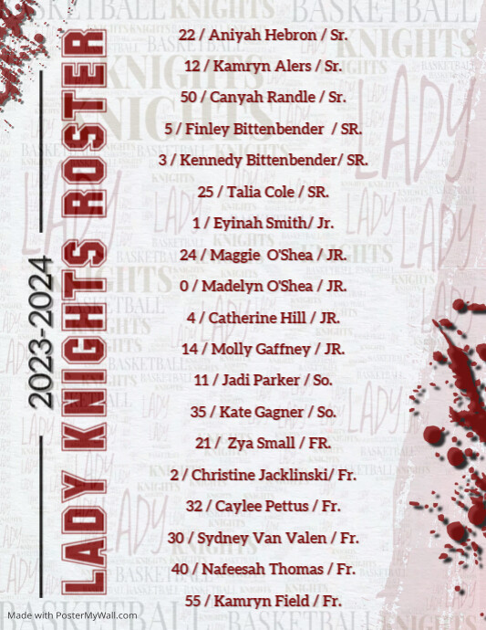 Basketball Roster | PosterMyWall