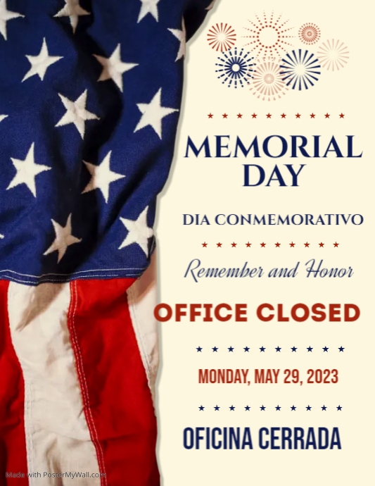 Memorial Day Office Closed 2025 Sign