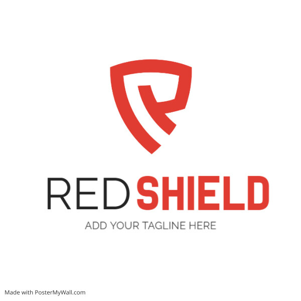 Black and red colors shield icon logo