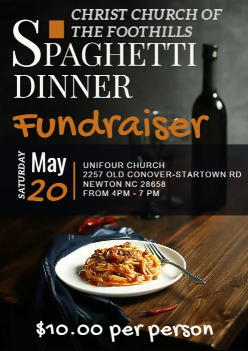 Spaghetti Dinner Fundraiser Flyer PosterMyWall