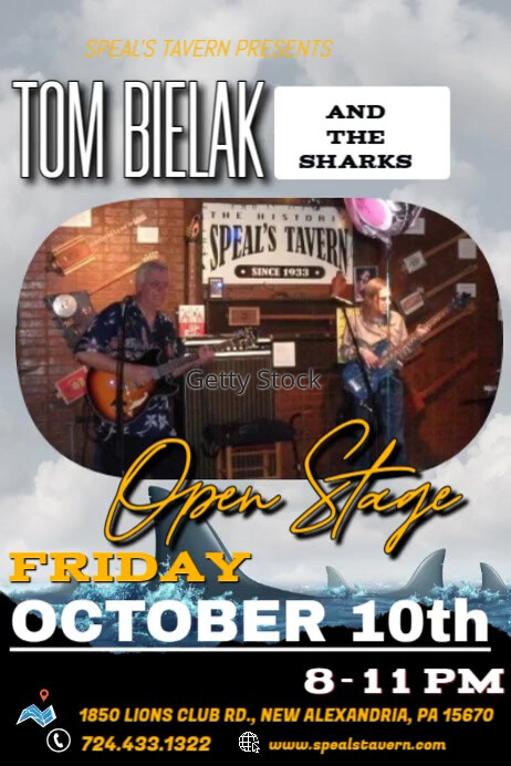 Tom Bielak and the Sharks host Blues/Rock Open Stage at Speal's