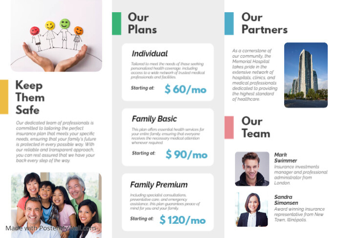Insurance company trifold brochure template