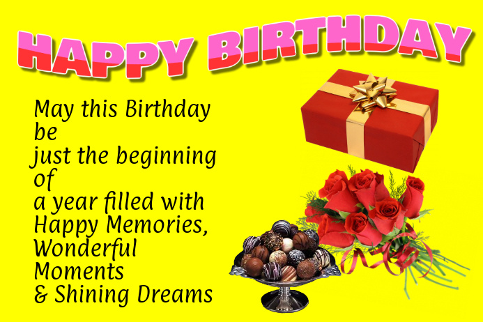 birthday wishes for a friend with message โปสเตอร์ template