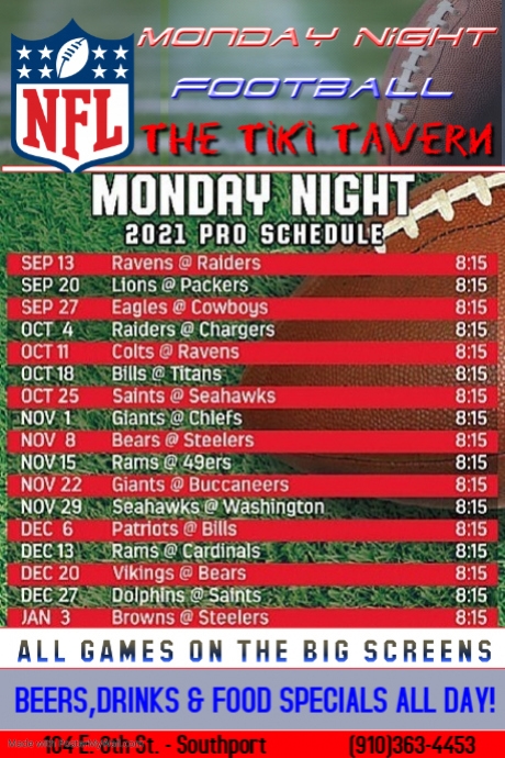 Copy of Monday Night NFL Game Schedule | PosterMyWall
