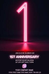 1st Anniversary Invitation Card Poster template